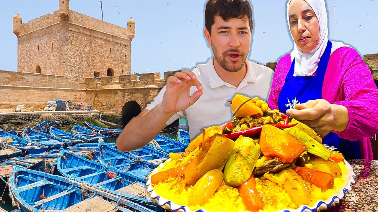 Video thumbnail for Street Food in Essaouira  Moroccan Food So Nice They Named it Twice : COUSCOUS!