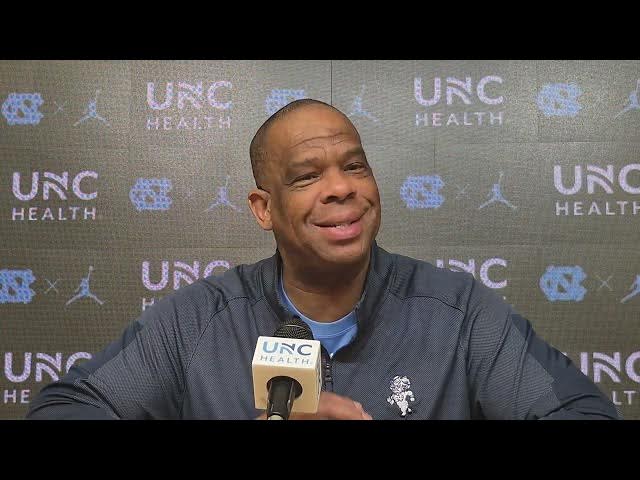 Video thumbnail for Hubert Davis press conference before departing for Greenville, S.C., for #UNC's first-round game