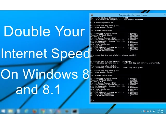 Video thumbnail for How to Double Your Internet Speed on Windows 8 & 8.1 Using CMD