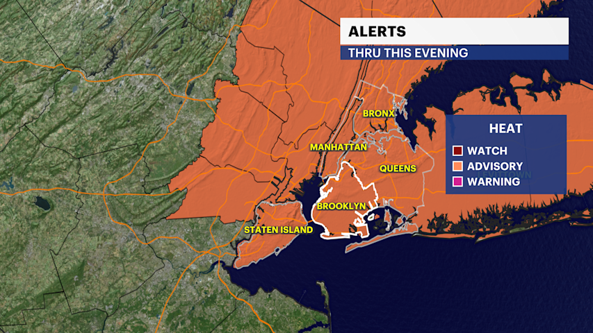 Video thumbnail for HEAT ALERT: Storms and steamy heat today in Brooklyn; relief is on the way