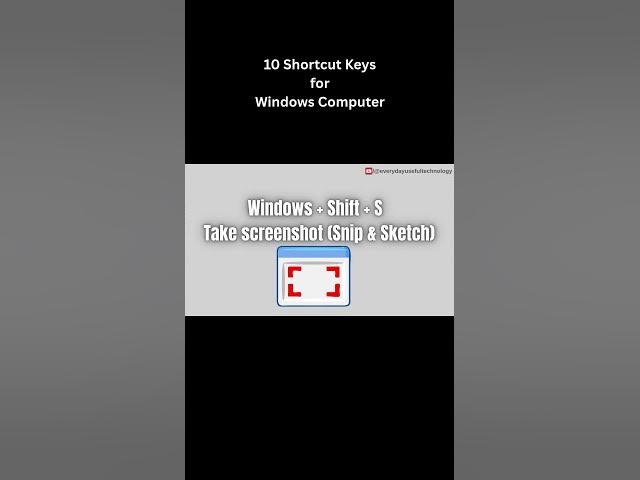 Video thumbnail for 10 Windows Keyboard Shortcut Keys #windowstipsandtricks #windowstutorials #computereducation #shorts