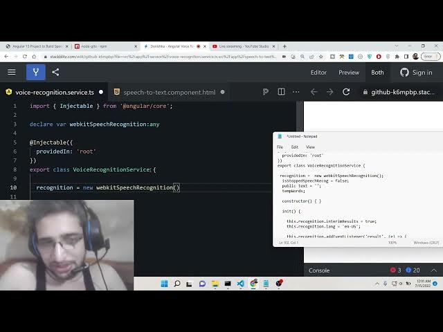 Video thumbnail for Angular 13 Project to Build Speech to Text Web App Using Web Speech Recognition API in TypeScript