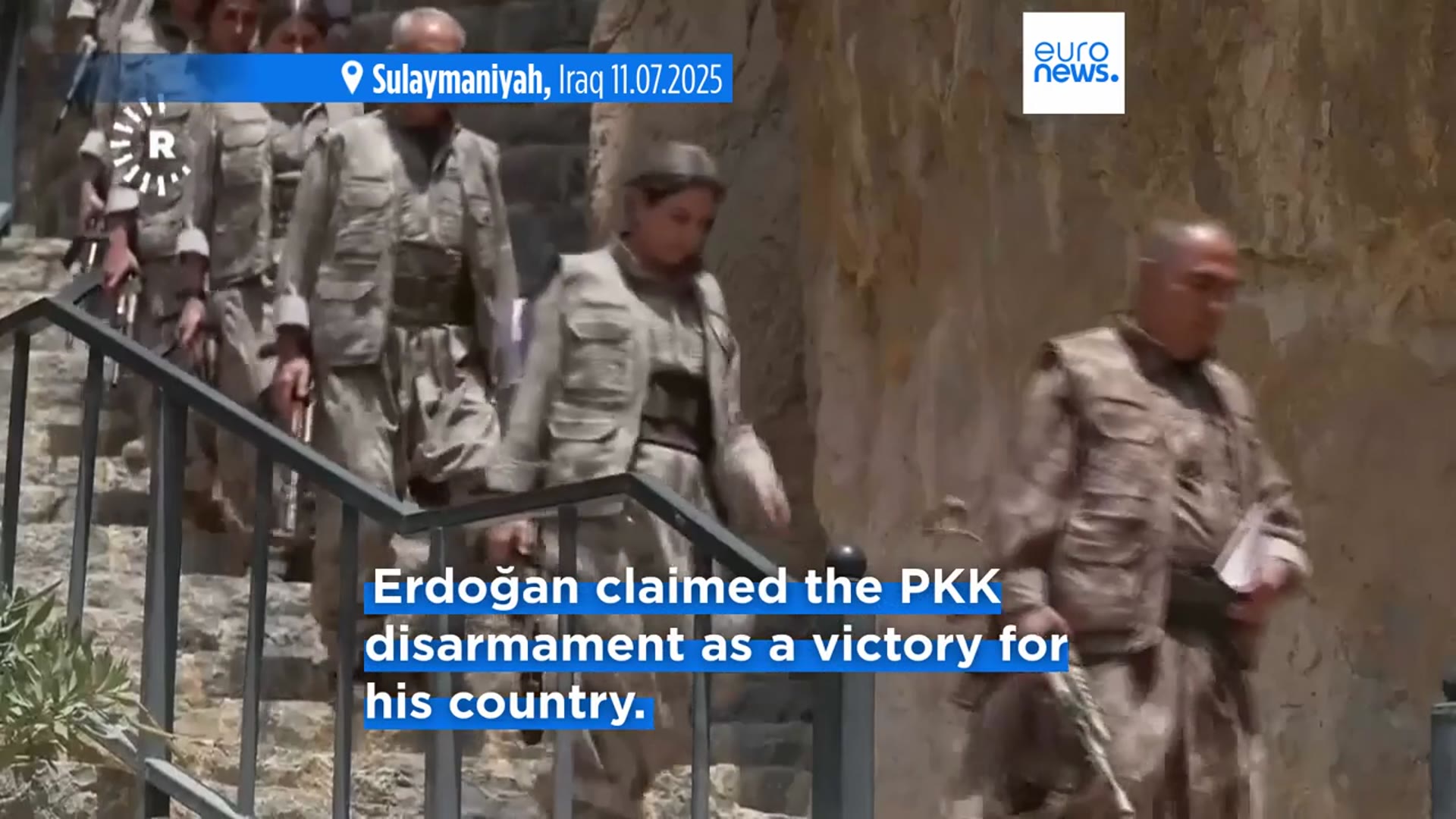 'Video thumbnail for Turkey's leader says PKK disarmament opens 'new page in history' after group lays down arms'
