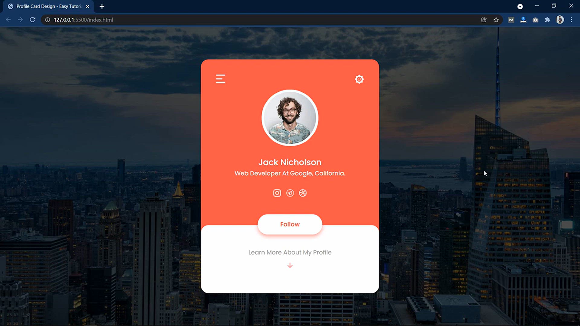 'Video thumbnail for How To Make Profile Card Using HTML and CSS _ User Profile Page Design with HTML & CSS'