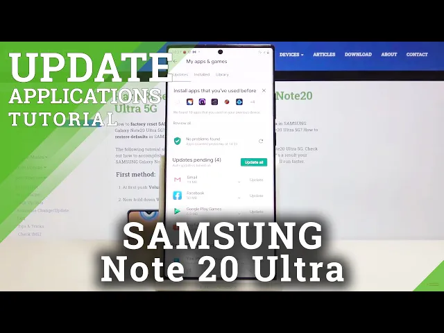 Video thumbnail for How to Update Apps in SAMSUNG Galaxy Note 20 Ultra – Find Newest App Versions