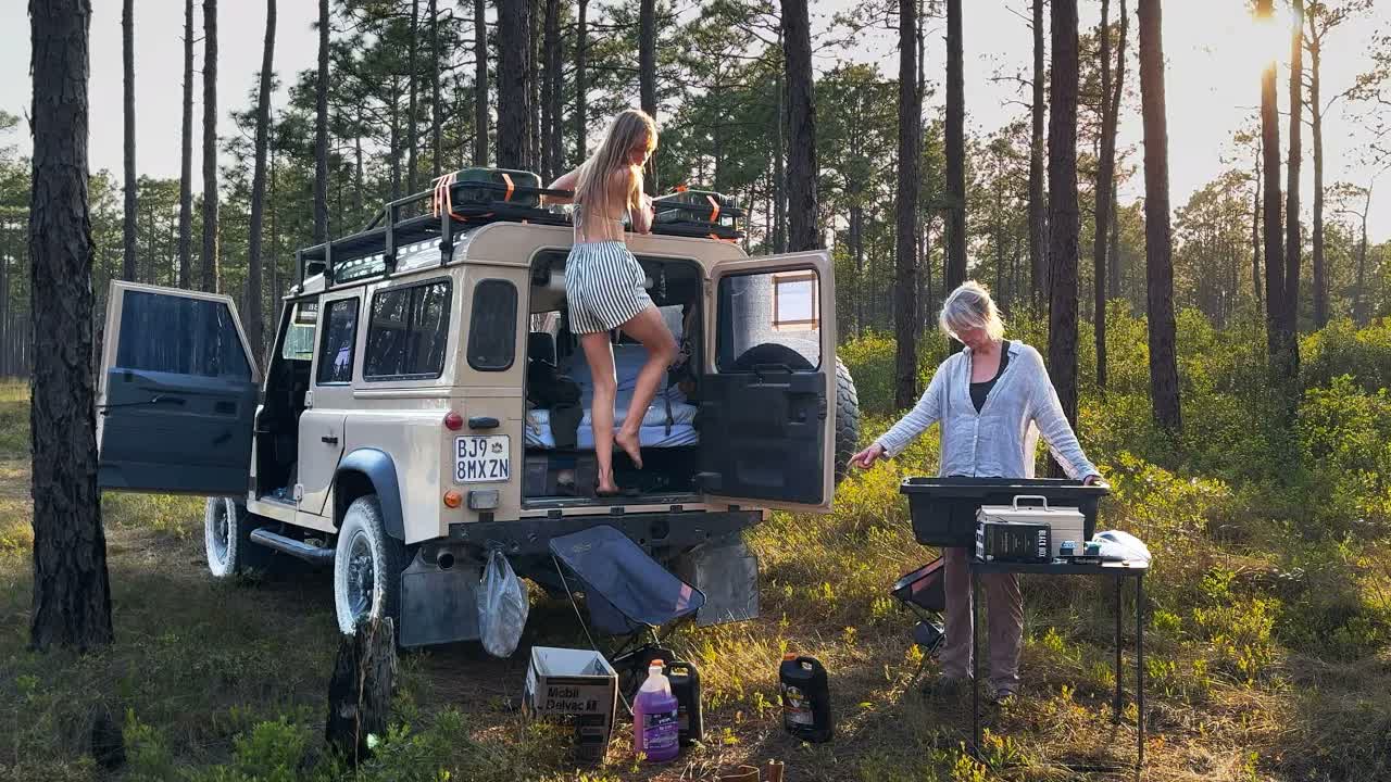 Video thumbnail for hannahleeduggan: I took my Mom Truck Camping | Land Rover Defender