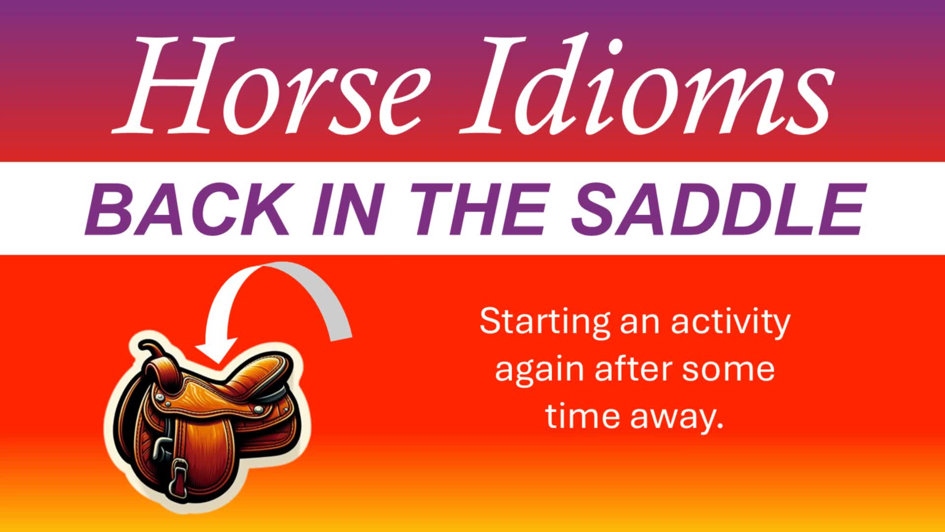 Video thumbnail for Back in the Saddle Idiom | Sound Like a Native English Speaker