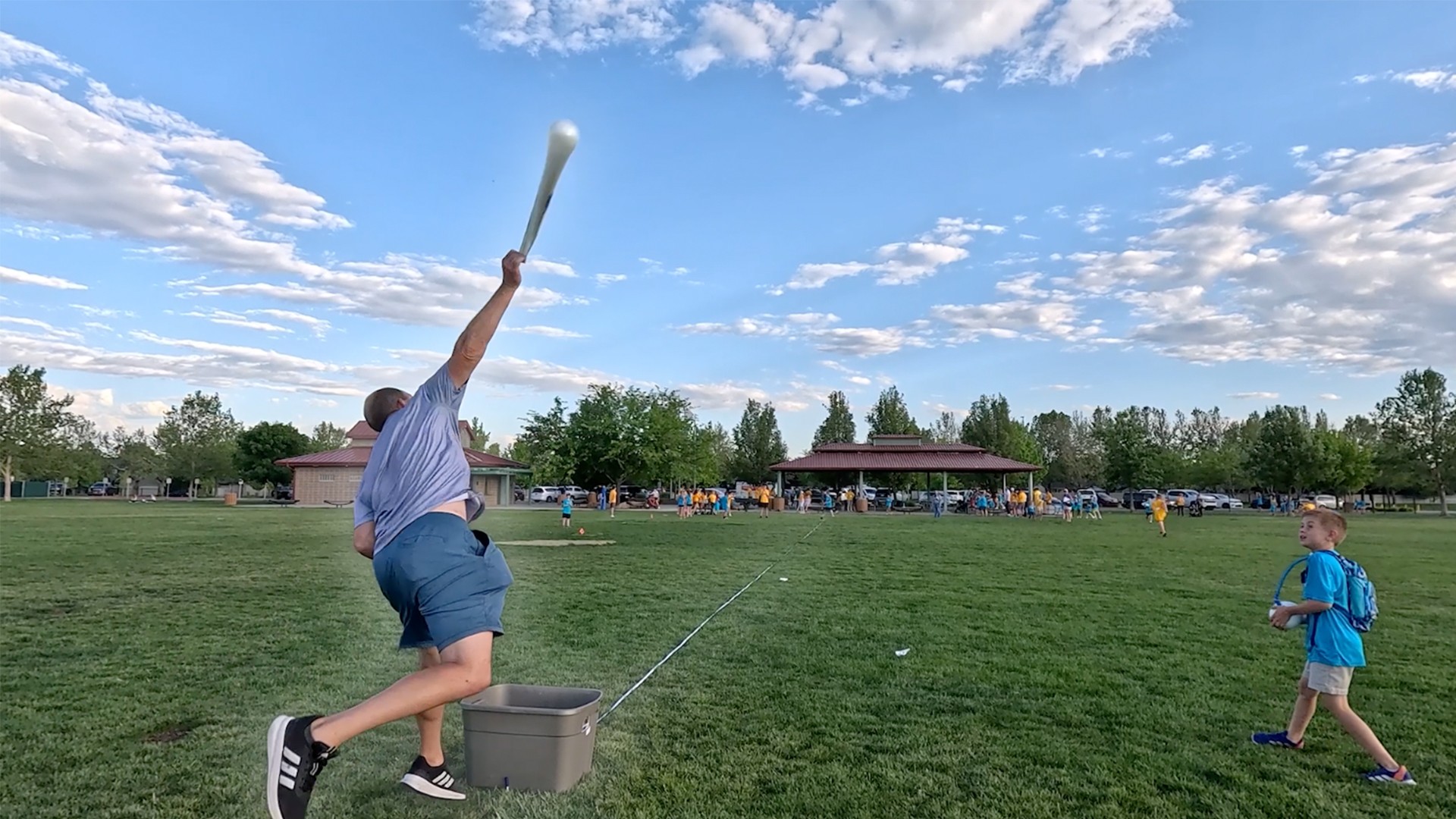 Video thumbnail for Farthest distance to throw and catch a water balloon - 43 metres (141.07 ft) achieved by David and Jeremy Rush
