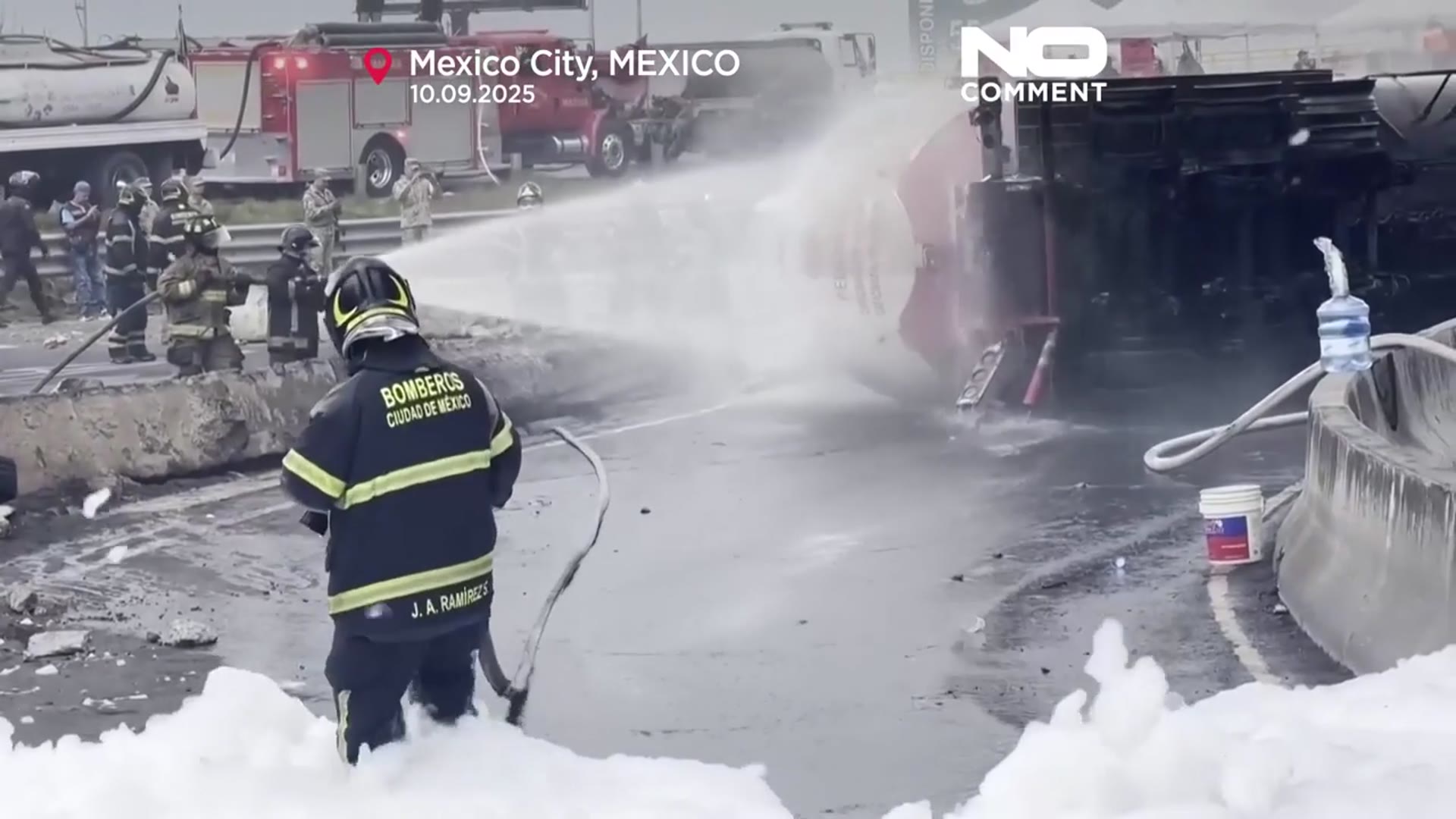 'Video thumbnail for Gas tanker explodes in Mexico City, killing three'
