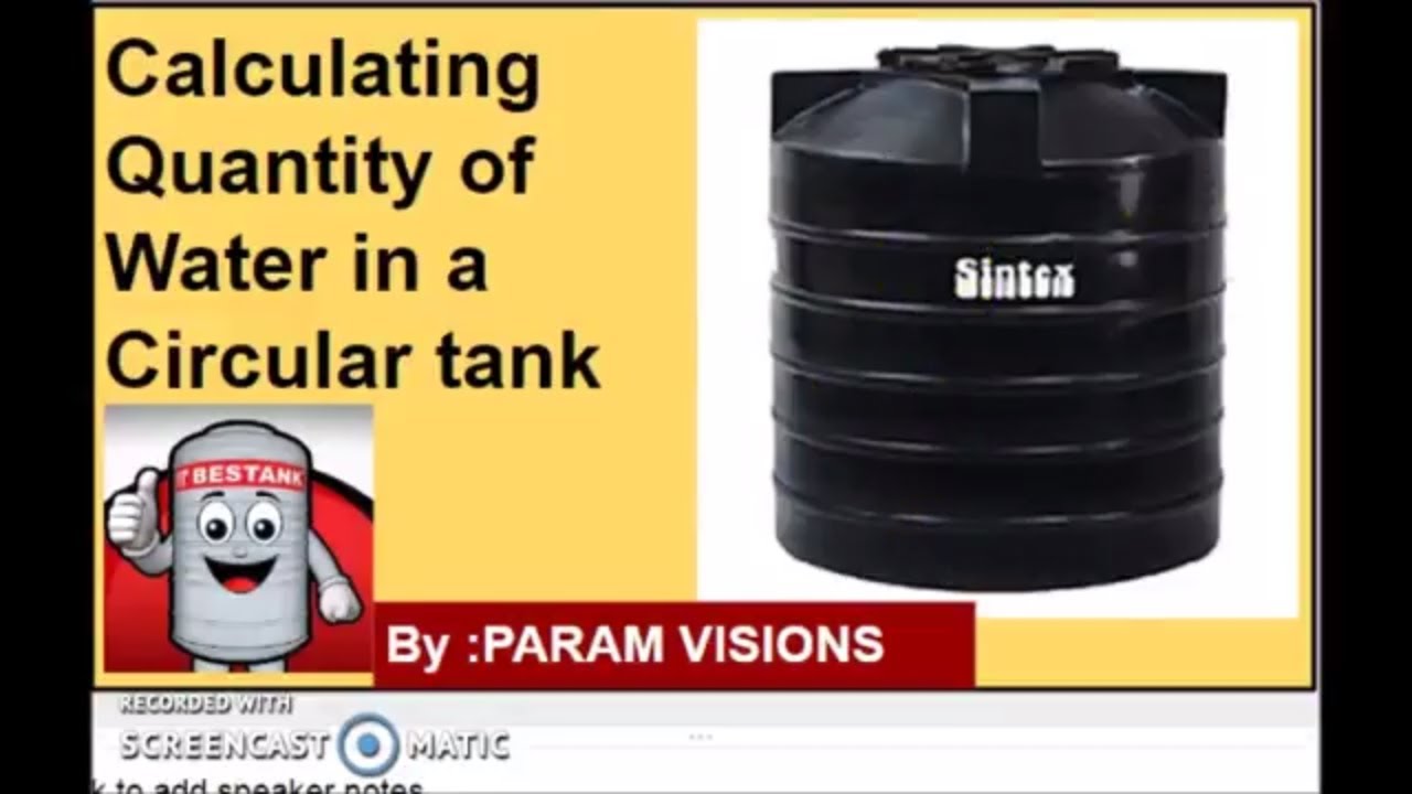 'Video thumbnail for Calculating quantity of water in a circular tank/calculating capacity of circular tank'