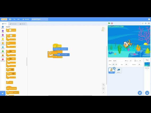 Video thumbnail for How to Make Sprites Face to & Move Follow Your Mouse Pointer in Scratch