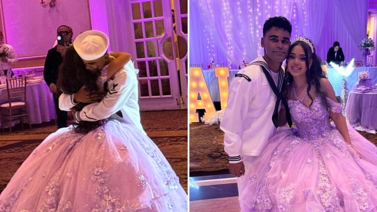 Video thumbnail for Sailor Brings Cousin To Tears Of Joy When He Surprises Her At Quinceanera