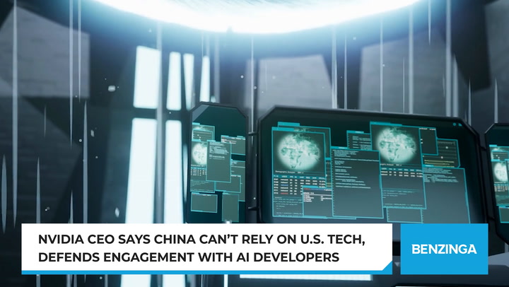 'Video thumbnail for Nvidia CEO Says China Can’t Rely on U.S. Tech, Defends Engagement With AI Developers'