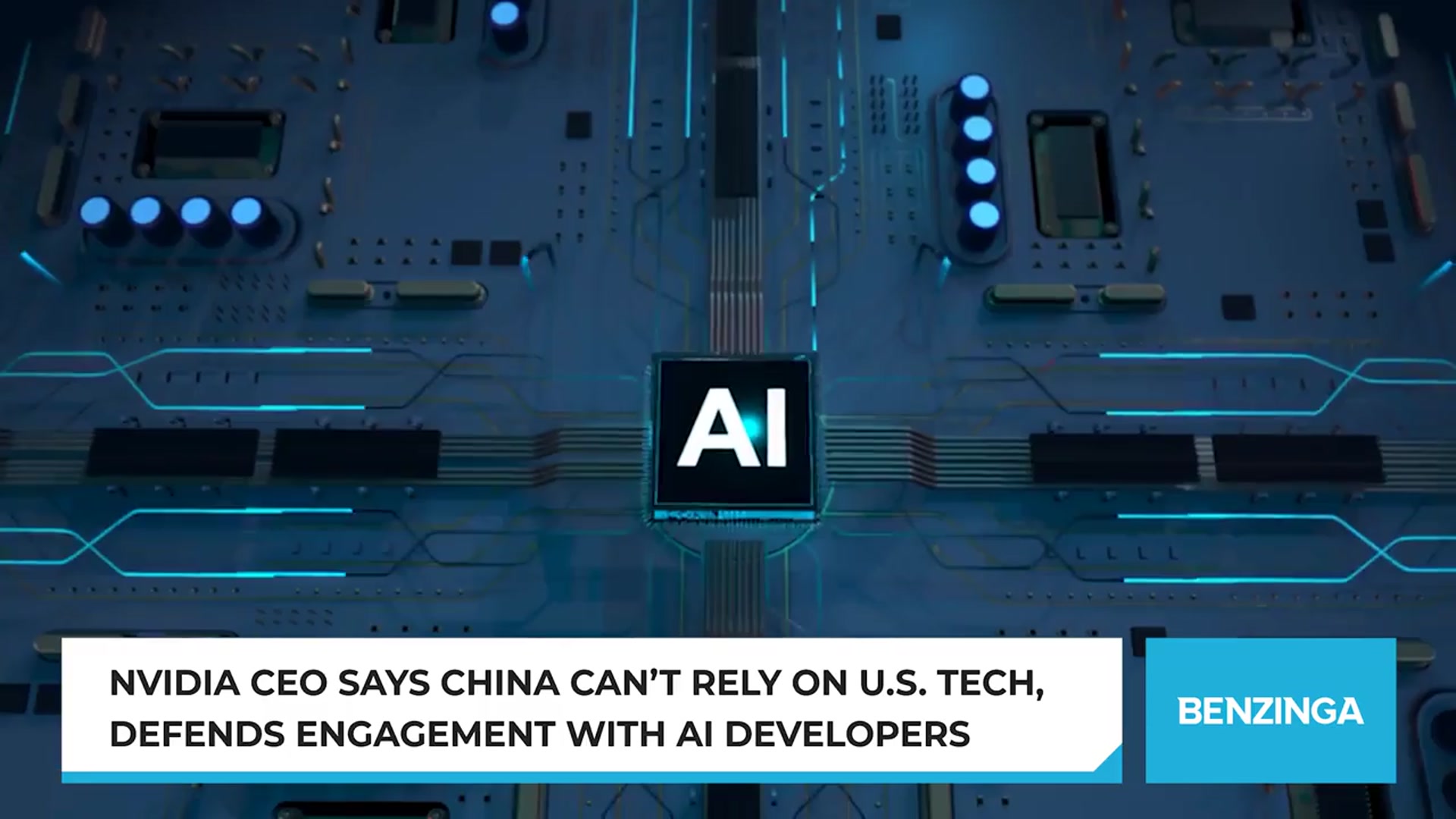 'Video thumbnail for Nvidia CEO Says China Can’t Rely on U.S. Tech, Defends Engagement With AI Developers'