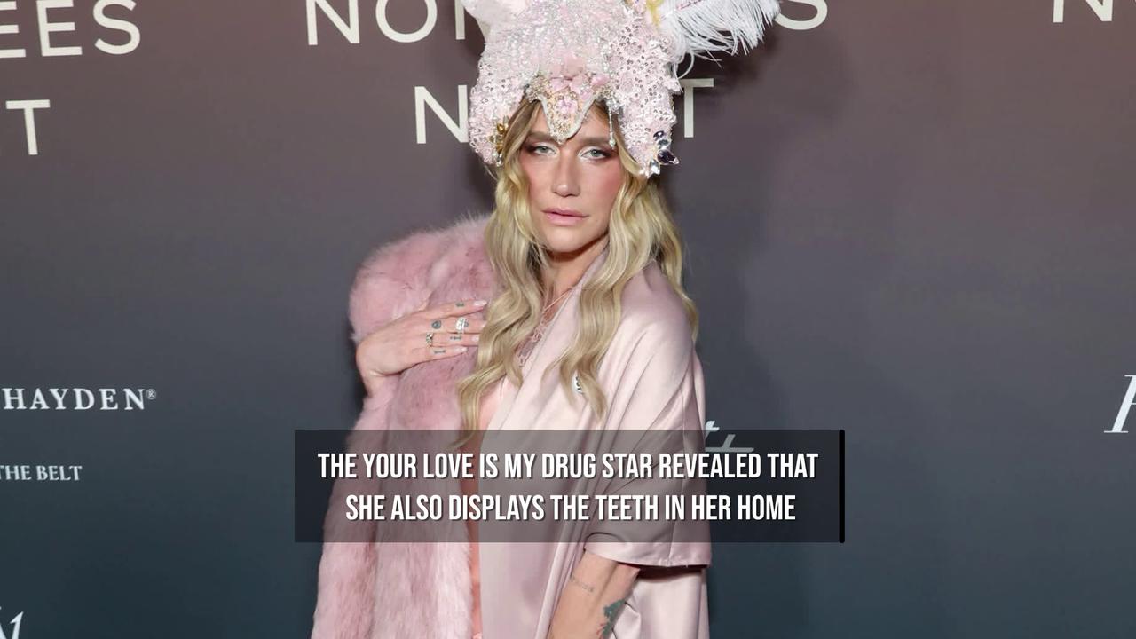Video thumbnail for Kesha keeps human teeth in 'little jars' around her home.