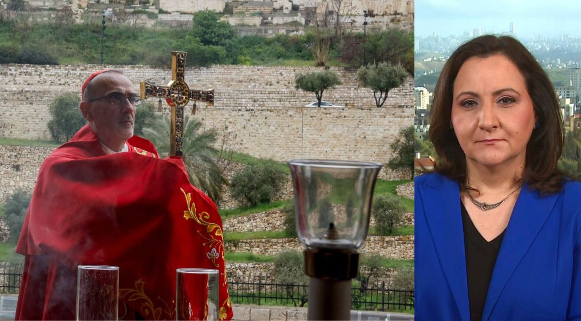Video thumbnail for Israeli police block Catholic cardinal from entering Church of the Holy Sepulchre on Palm Sunday