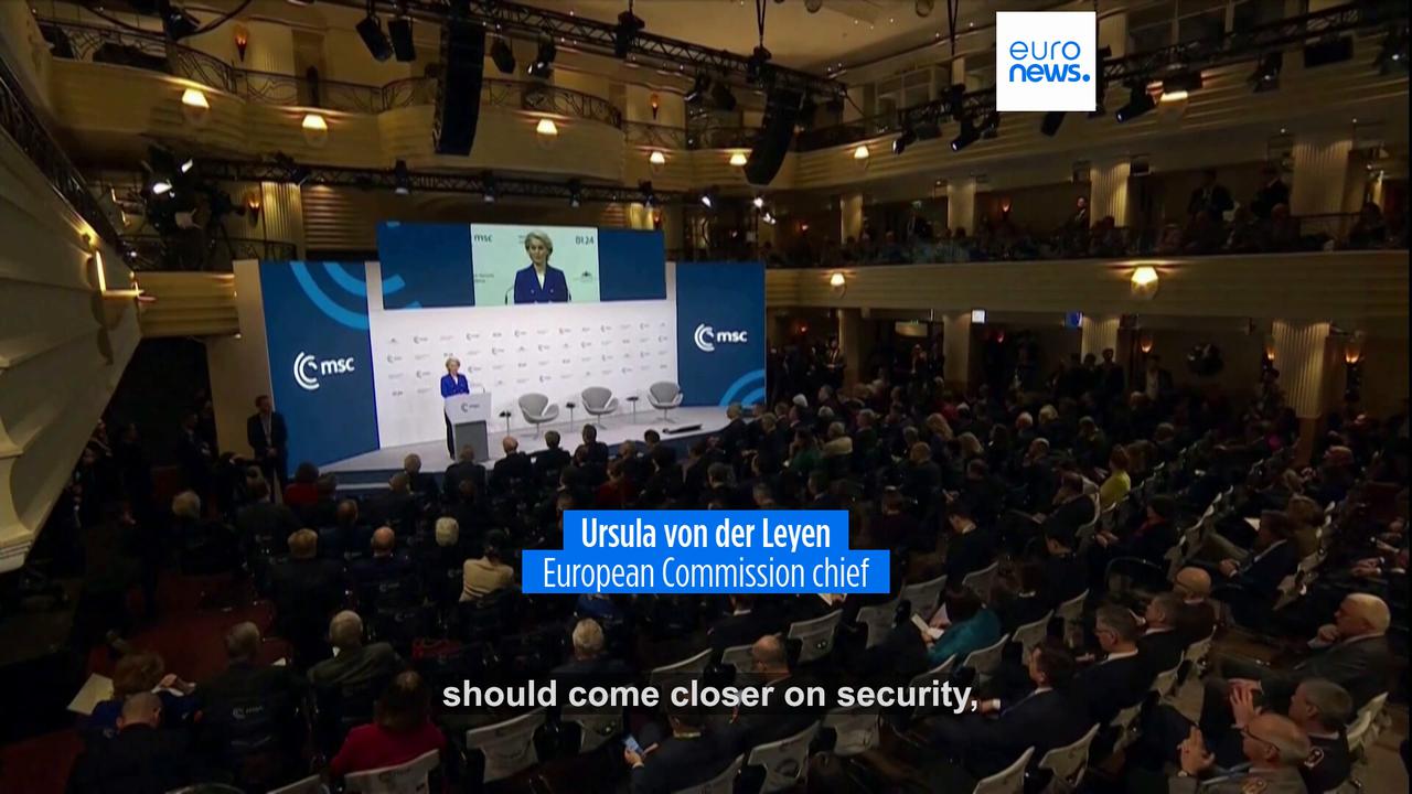 Video thumbnail for Von der Leyen rebukes NATO chief over 'no security without US', calls for European mutual defence