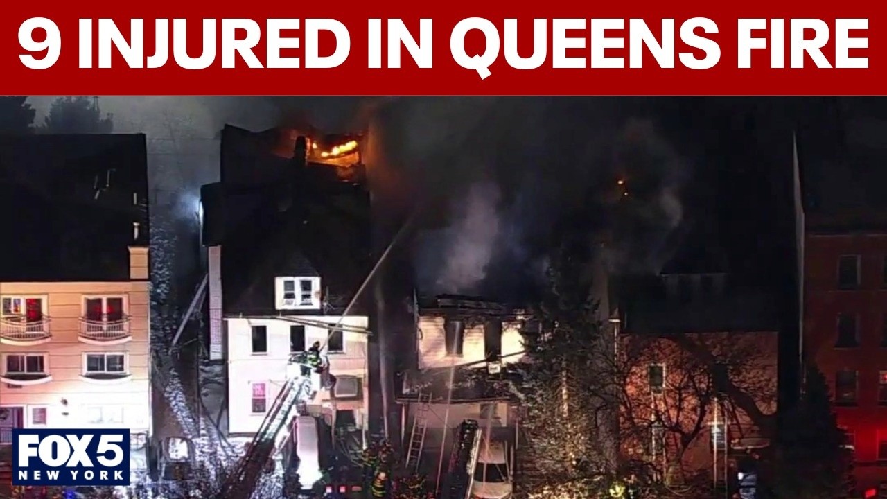 Video thumbnail for 9 injured in 4-alarm fire in Queens