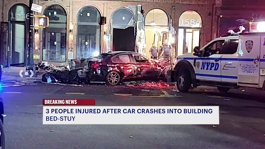 Video thumbnail for Two men arrested in Bed-Stuy collision that sent car into building, injuring three people