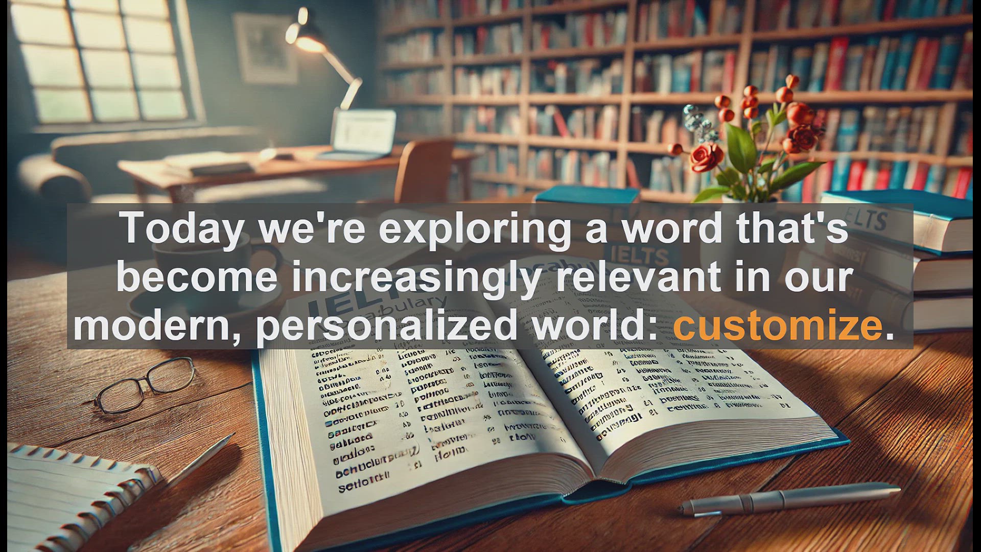 'Video thumbnail for 2500 Must Know IELTS 6.5 Vocabulary - Customize: Tailoring Things to Your Needs'