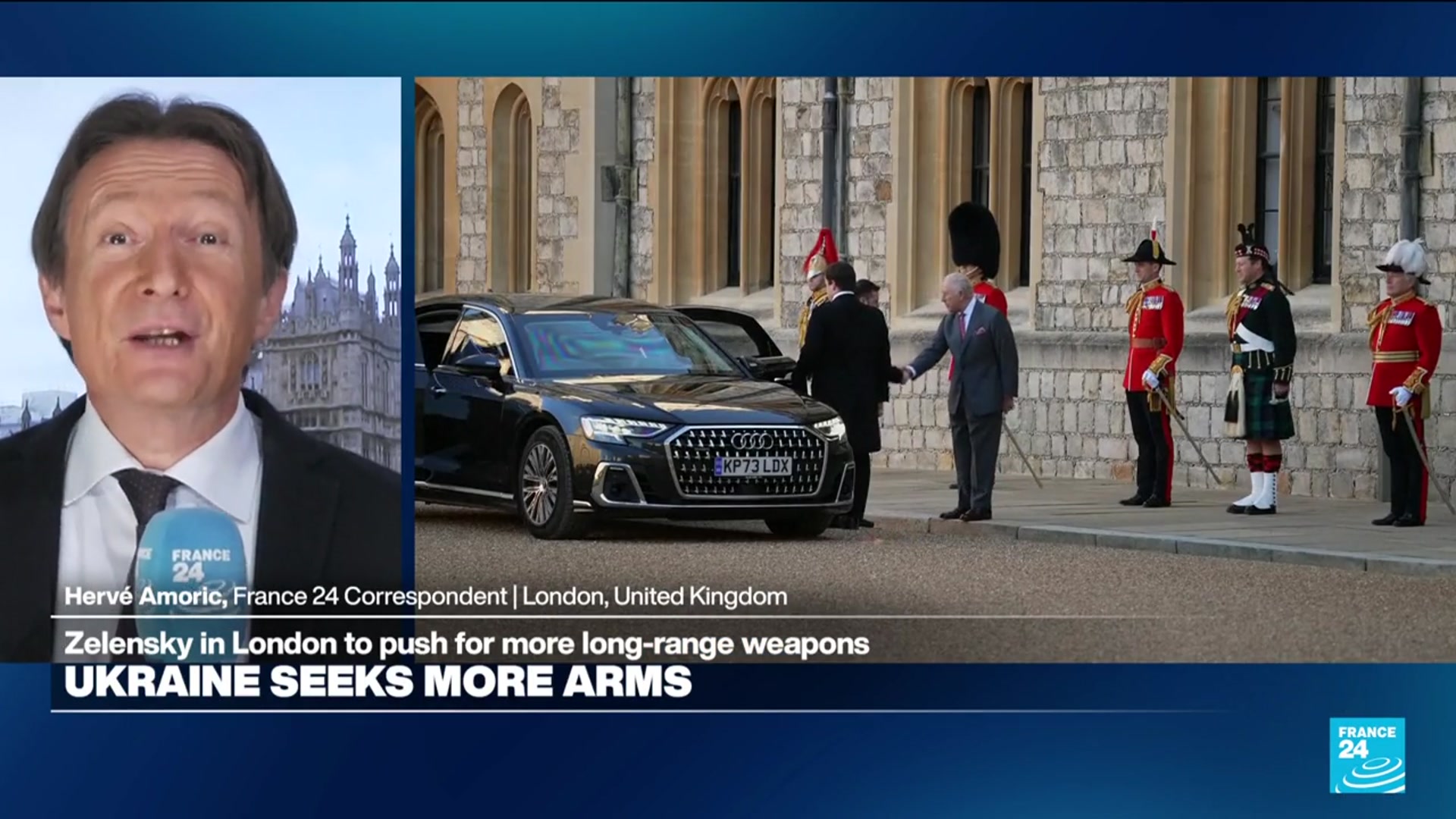 'Video thumbnail for Ukraine's Zelensky meets King Charles III at Windsor'