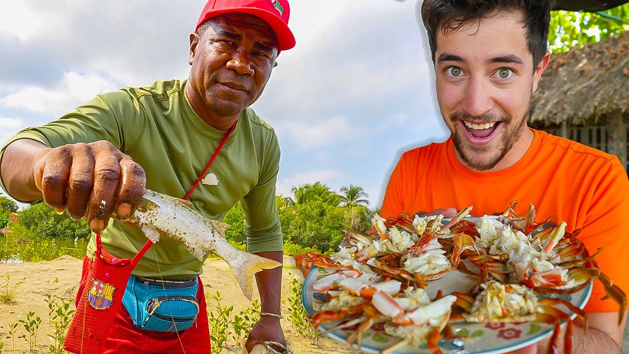 Video thumbnail for CRAZY Colombian Seafood Catch & Cook!! CRAB HEAVEN + Caribbean Food in Colombia!!