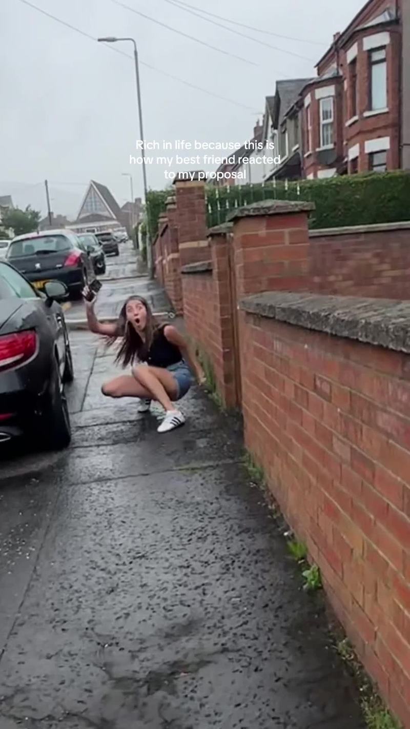 Video thumbnail for Best Friend Freaks Out over Surprise Engagement Proposal