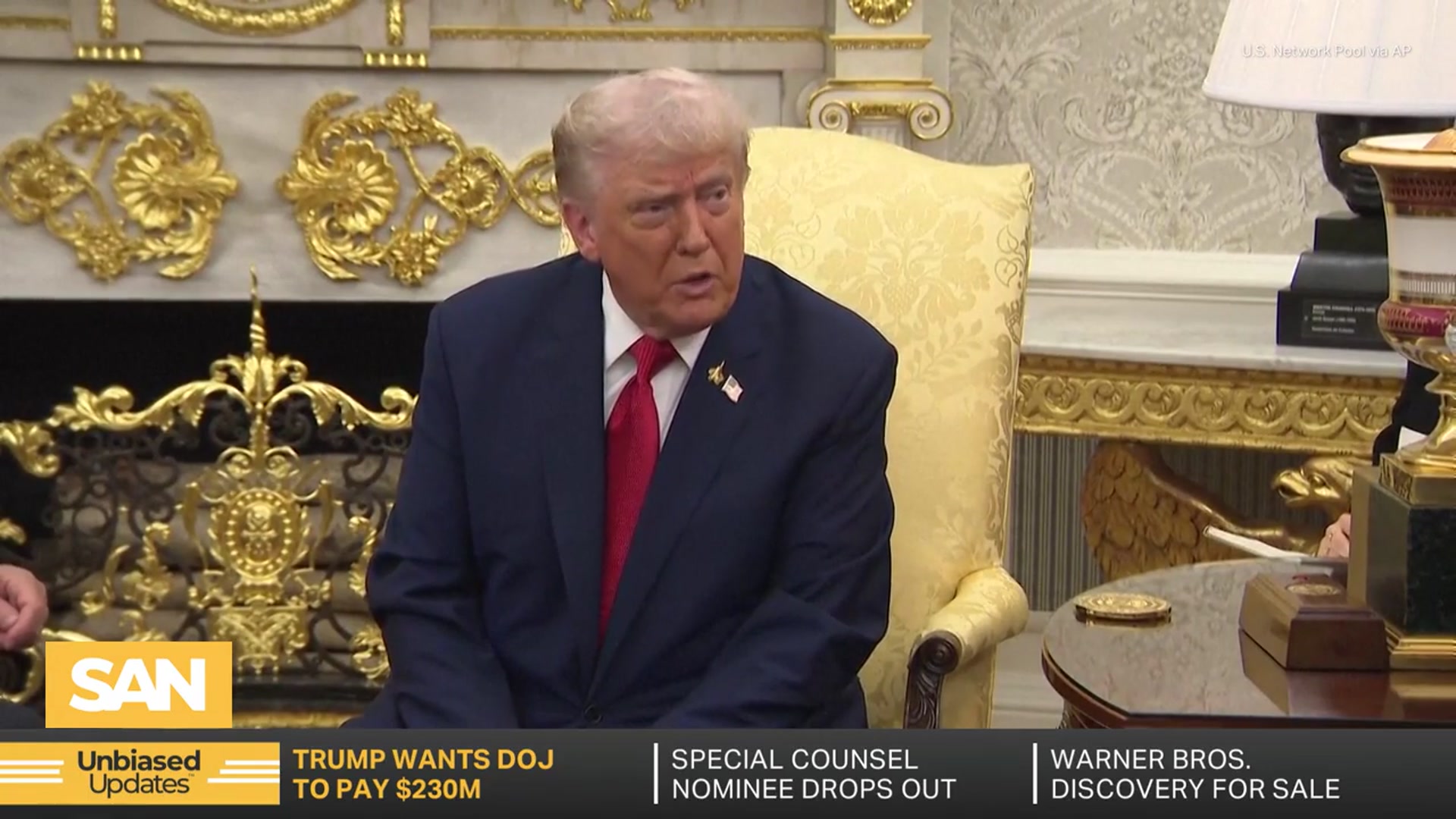 'Video thumbnail for Trump seeks $230 million DOJ payout over past investigation: Report'