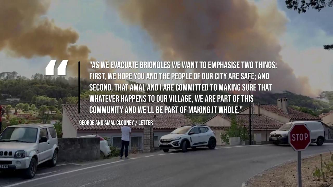 Video thumbnail for George and Amal Clooney forced to evacuate French home amid wildfires.