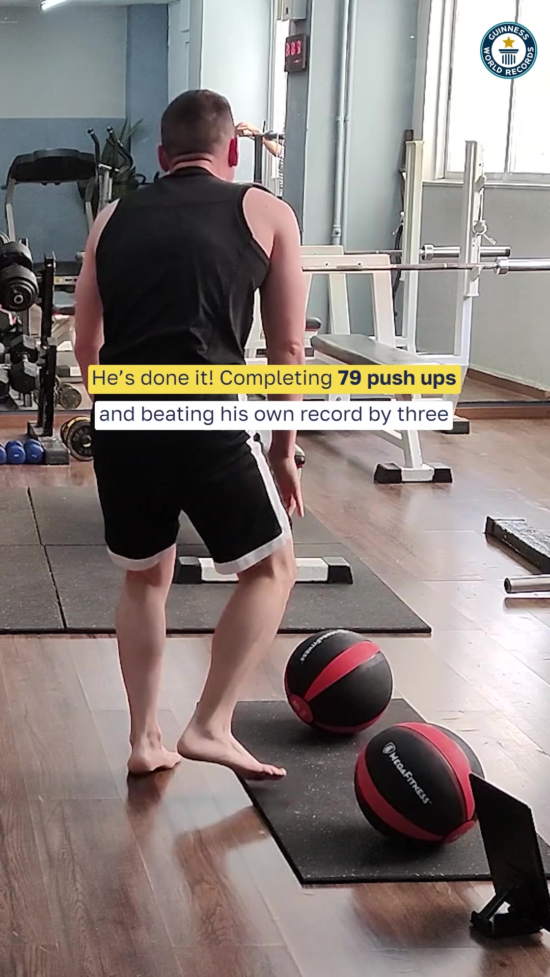 Video thumbnail for Most decline push ups on medicine balls in one minute (male)  79 by George Kotsimpos