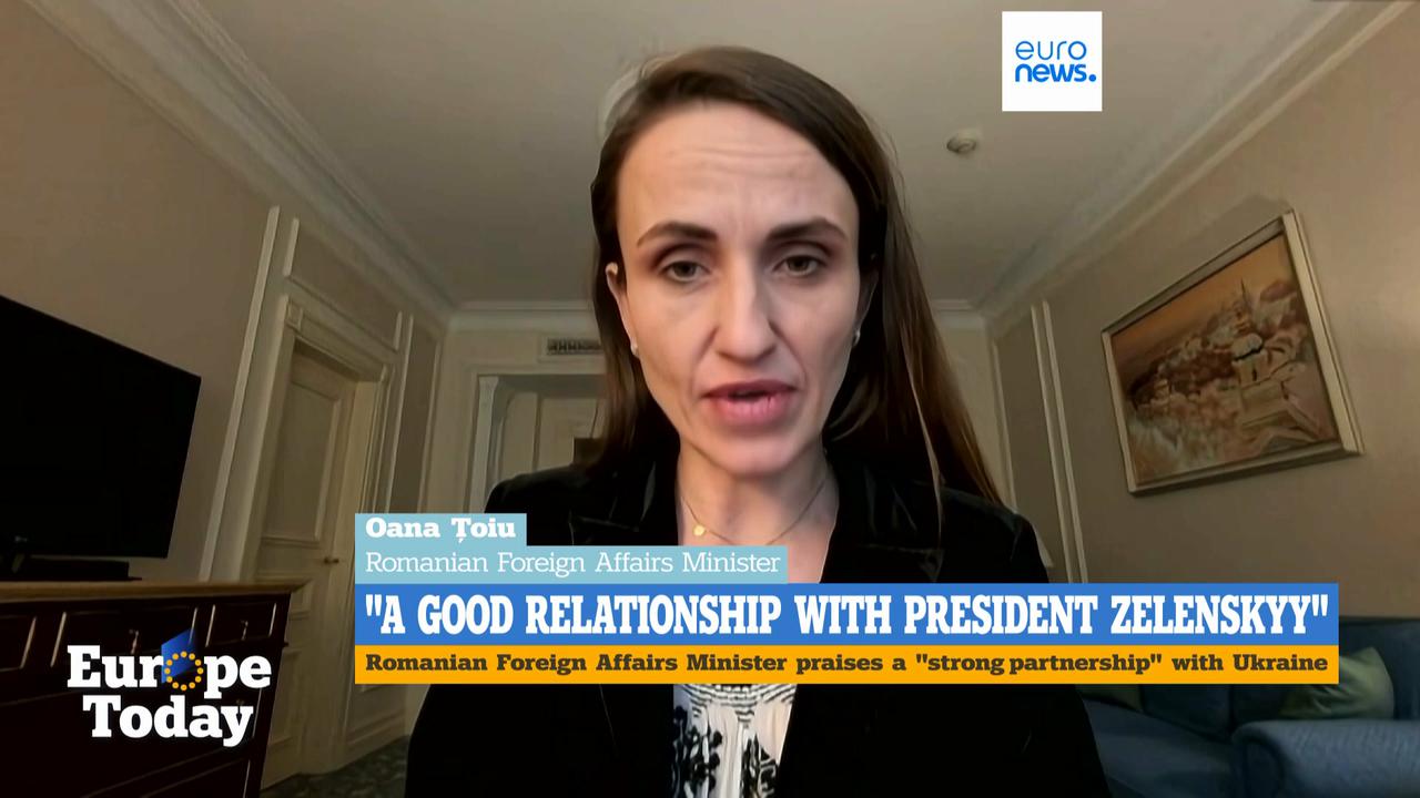 Video thumbnail for Romanian foreign minister in Kyiv on Bucha anniversary to witness 'moment of resilience'