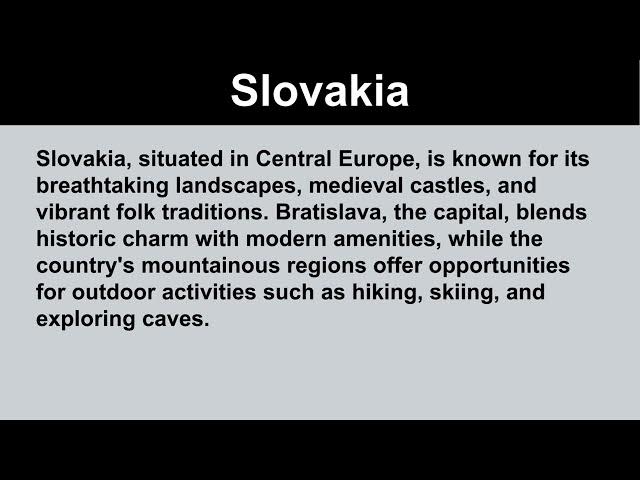 Video thumbnail for Short Paragraph on Slovakia