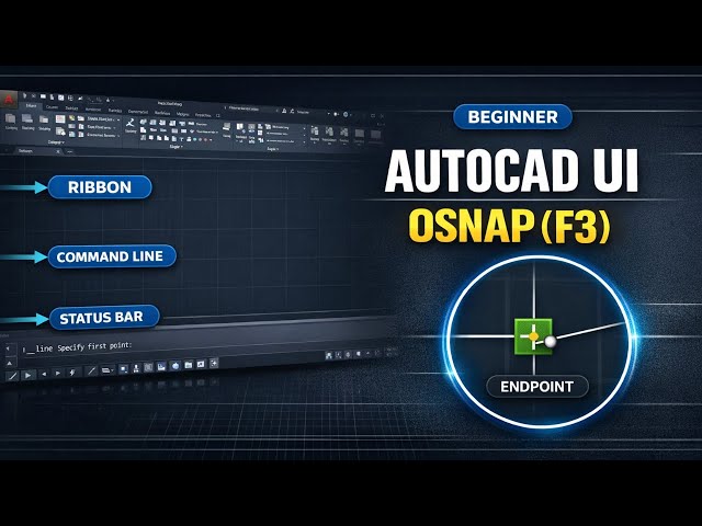 Video thumbnail for AutoCAD Interface + OSNAP (F3) (Beginner) | Ribbon, Command Line, Status Bar Explained (Part 2)