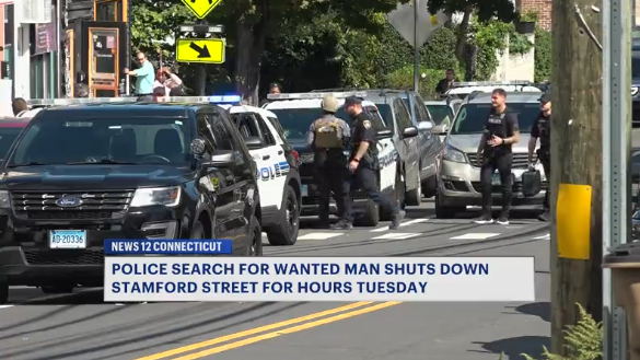 Video thumbnail for 'Loud bangs.' Police search for wanted man shuts down Stamford street for hours Tuesday