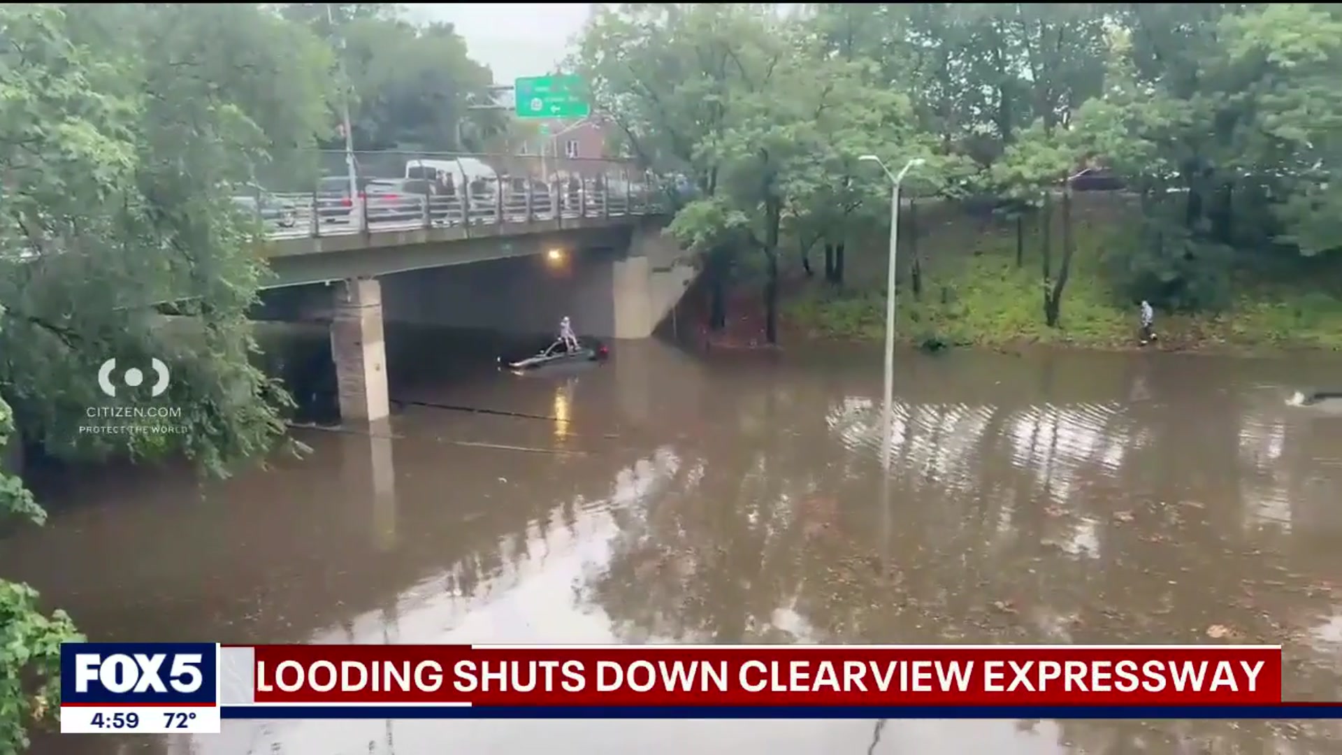 'Video thumbnail for Flash flood warning in effect for NYC, parts of LI; flooding shuts down Clearview Expy.'
