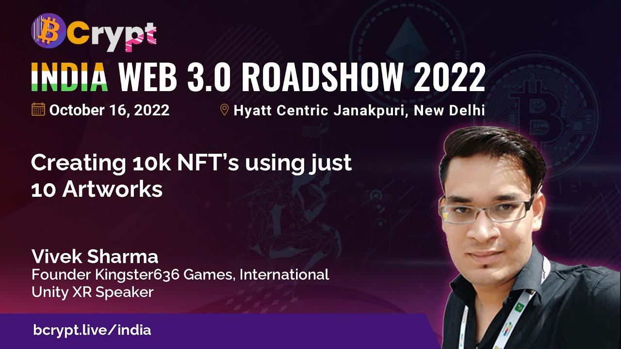 'Video thumbnail for Creating 10k NFT’s using just 10 Artworks by Vivek Sharma'