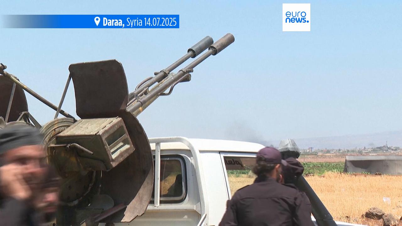 'Video thumbnail for At least 30 killed as Syrian government forces clash with Druze militias, Bedouin tribes'