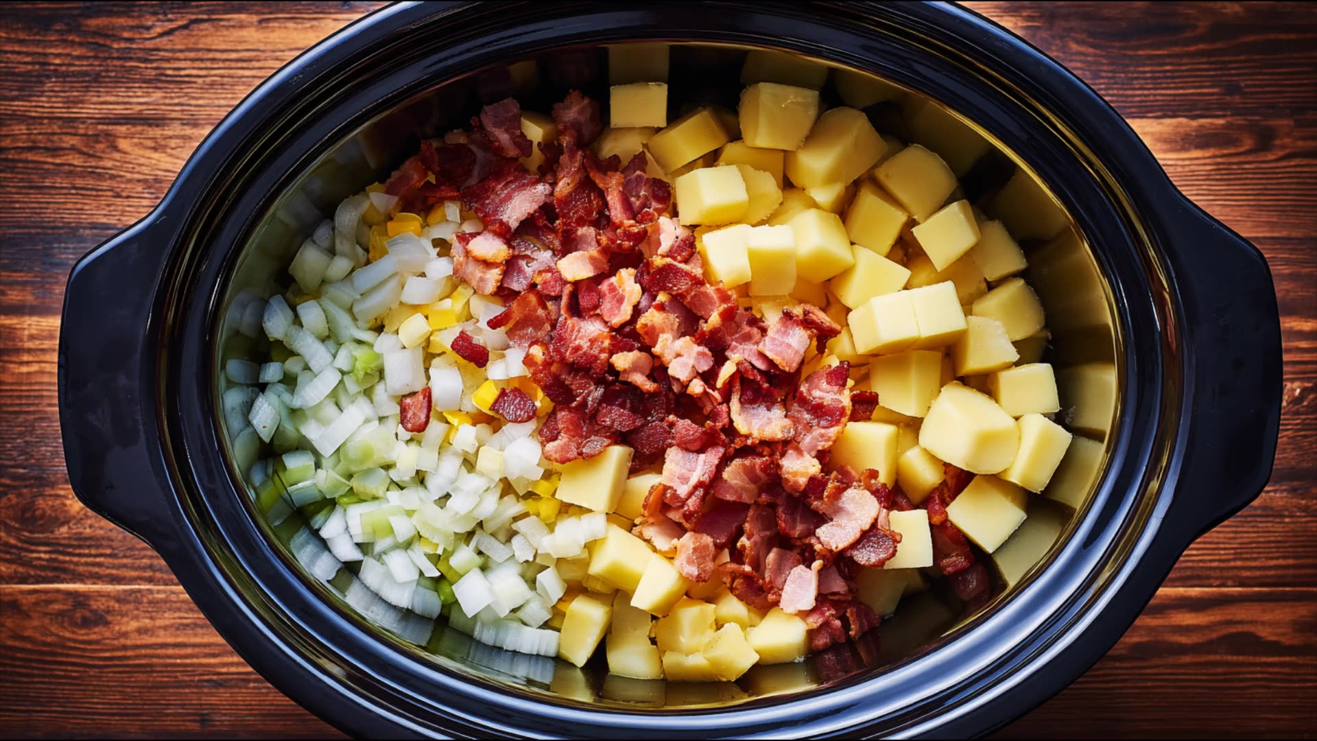 Video thumbnail for Creamy Slow Cooker Potato Soup with Bacon and Cheddar