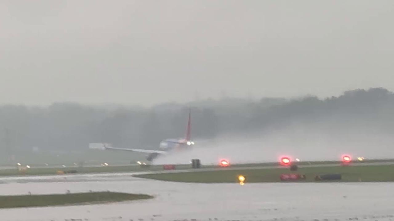 Video thumbnail for US: Heavy Rainfall Hits Greater Rochester International Airport.