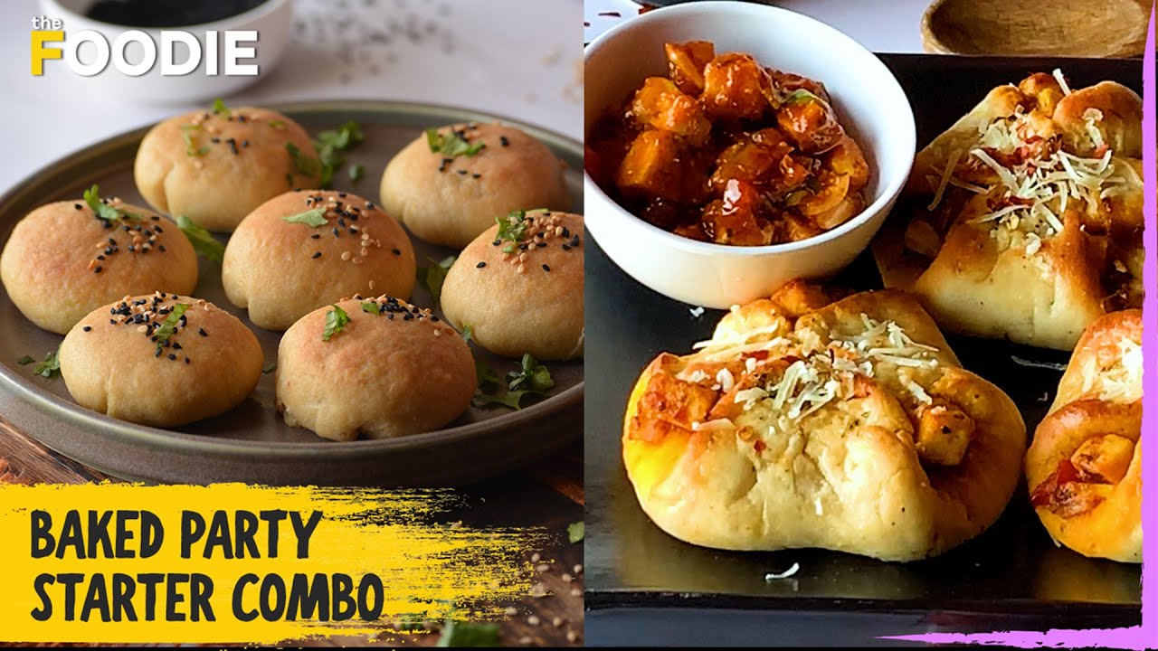 Video thumbnail for Baked Party Starter Combo | Dominos Style Pizza Parcel | Garlic Naan Bombs | Quick & Easy Recipe