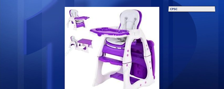 Video thumbnail for More than 3K high chairs recalled for missing safety restraint system