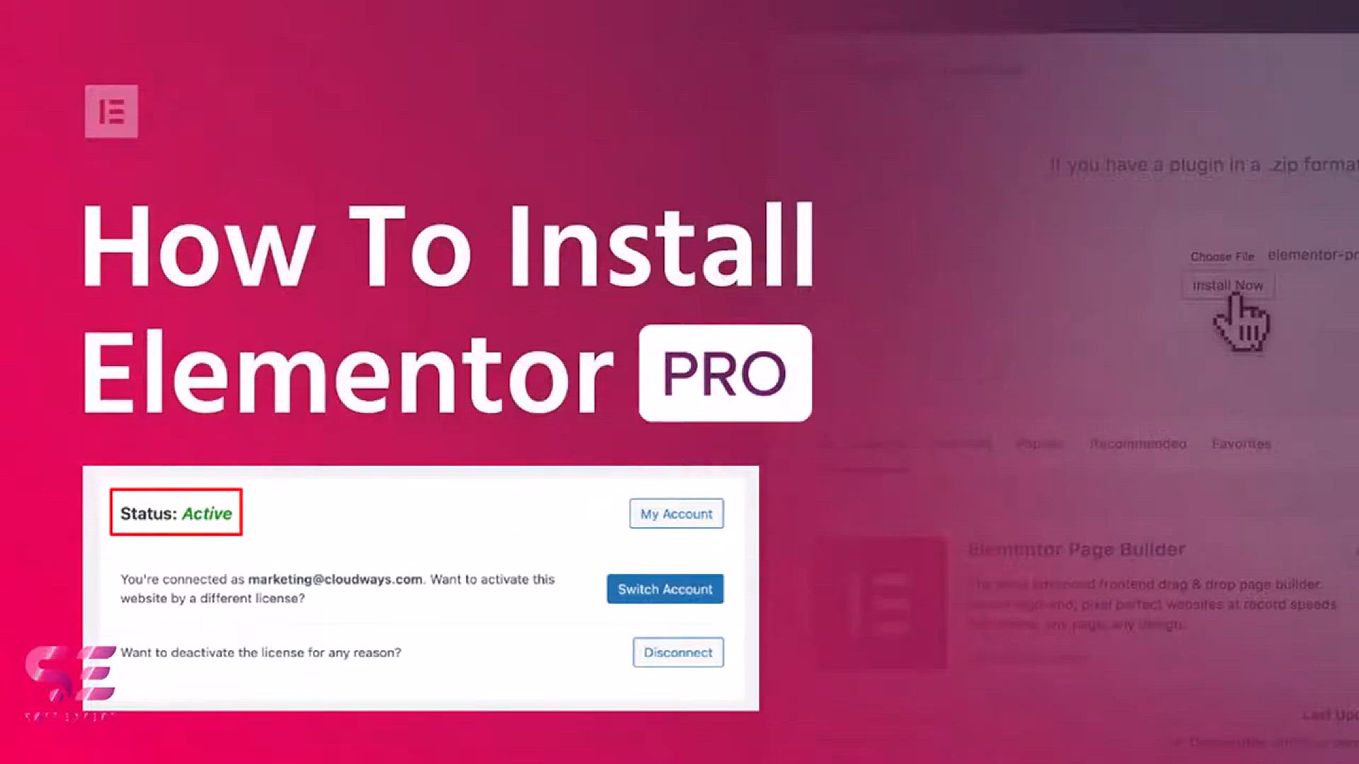 'Video thumbnail for How to install and activate Elementor PRO'