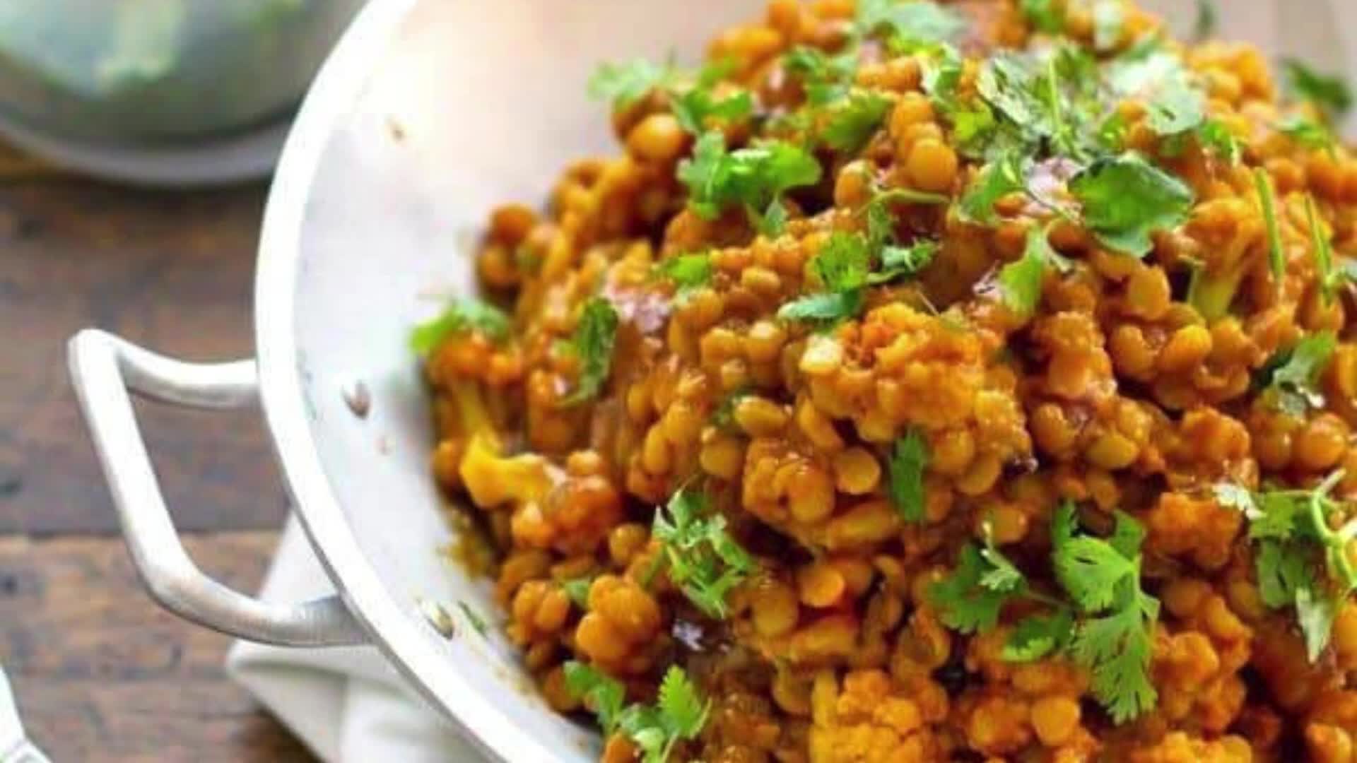 Video thumbnail for Cauliflower Yellow Lentil Curry recipe   Copy