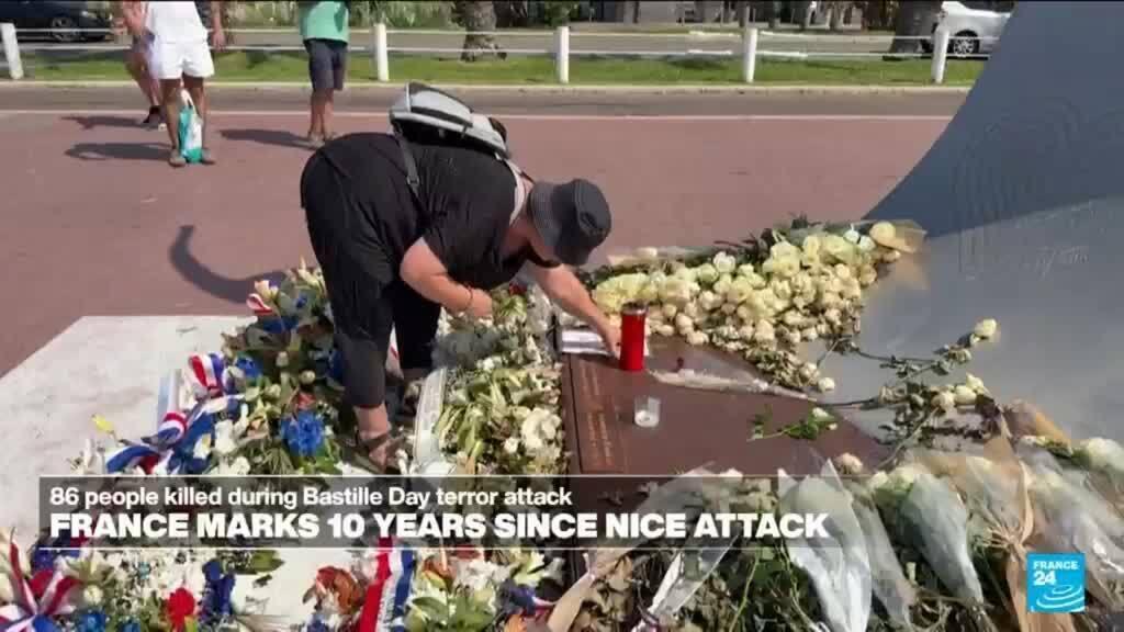 Video thumbnail for France marks 10 years since Nice terror attack