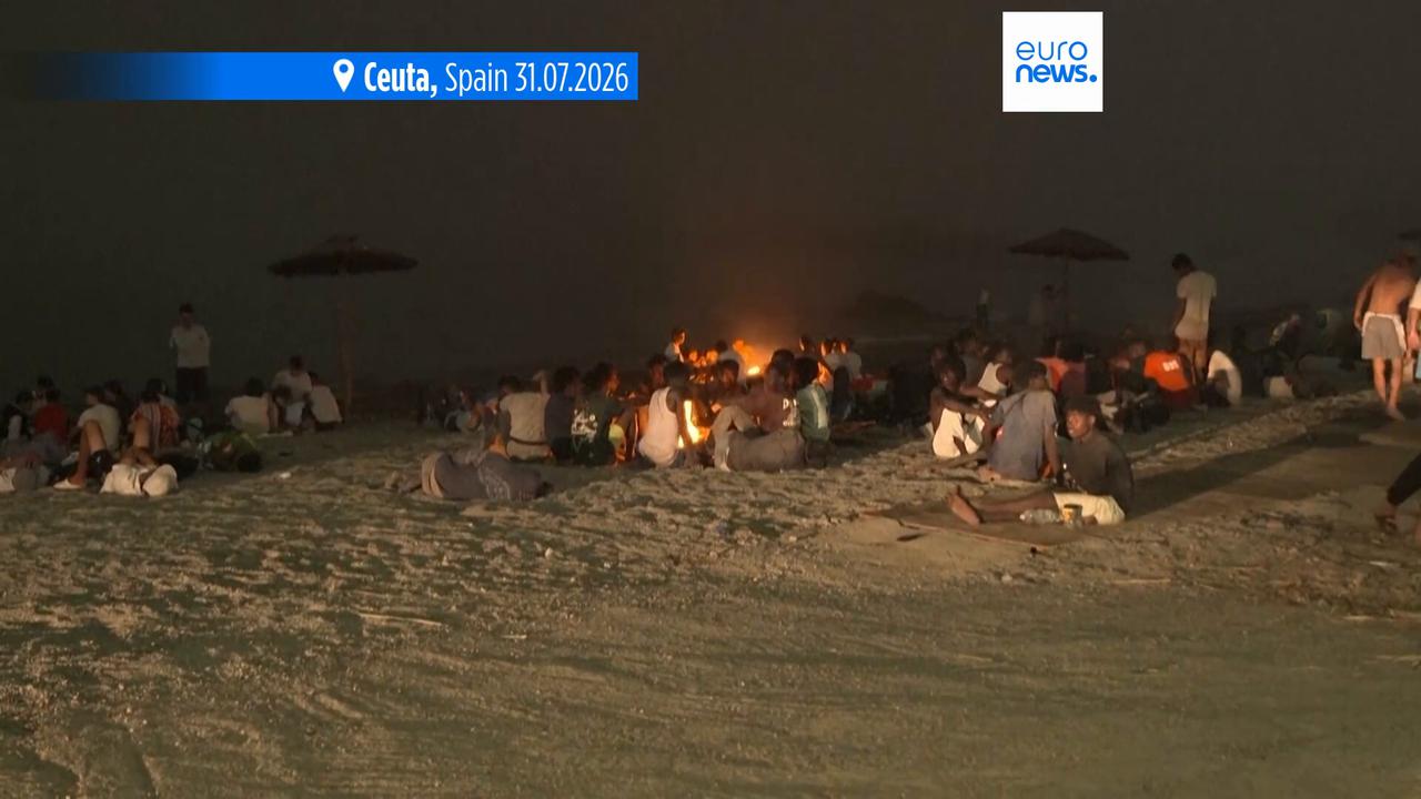 Video thumbnail for At least 60,000 migrants cross into Spanish territory of Ceuta from Morocco in a single day