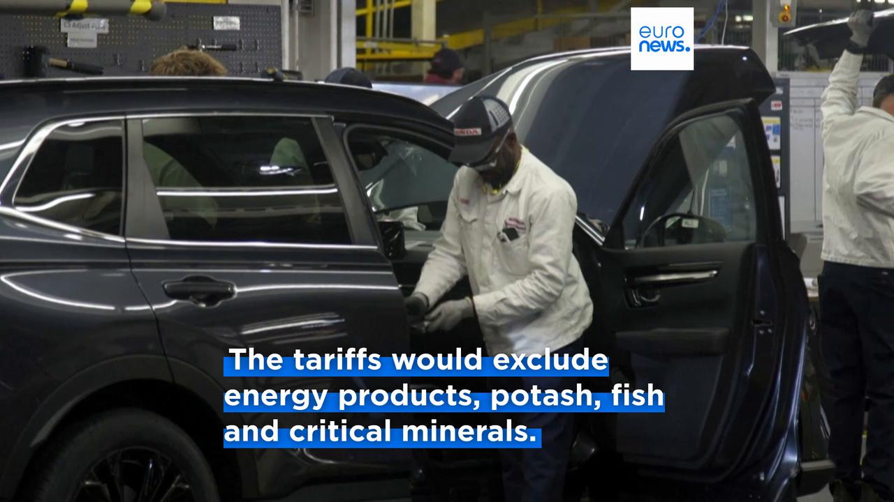 Video thumbnail for Trump imposes 50% tariffs on Canadian goods citing disputes over autos