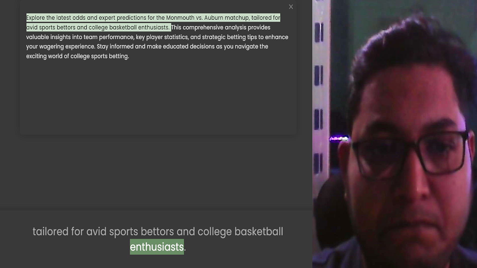 Video thumbnail for Explore the latest odds and expert predictions for the Monmouth vs. Auburn matchup, tailored for avid sports bettors and college basketball enthusiasts. This comprehensive analysis provides valuable insights into team performance, key pla