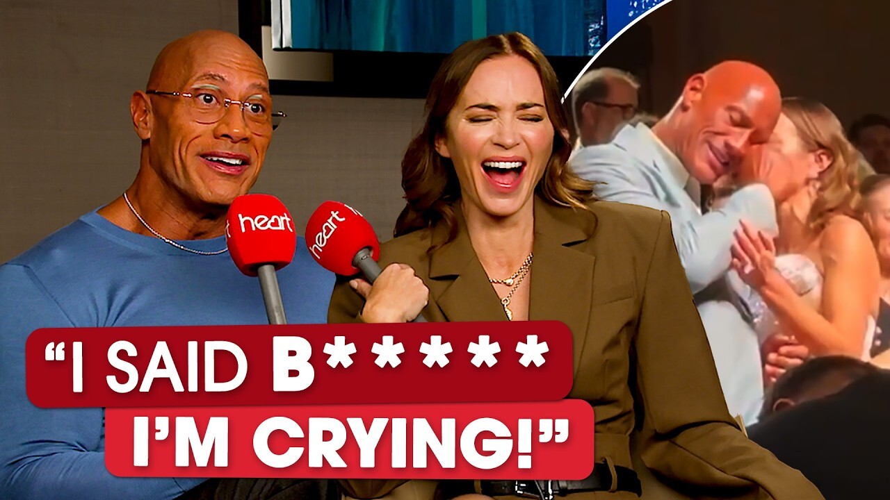 'Video thumbnail for Dwayne Johnson and Emily Blunt on the moment that brought them to tears'