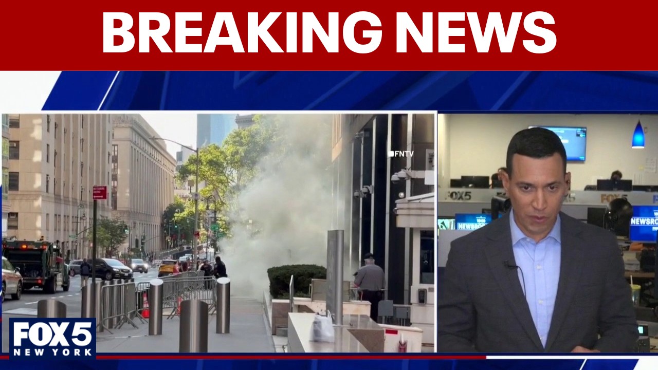 Video thumbnail for NYPD probes incident at Federal Plaza; video shows plume of smoke outside building