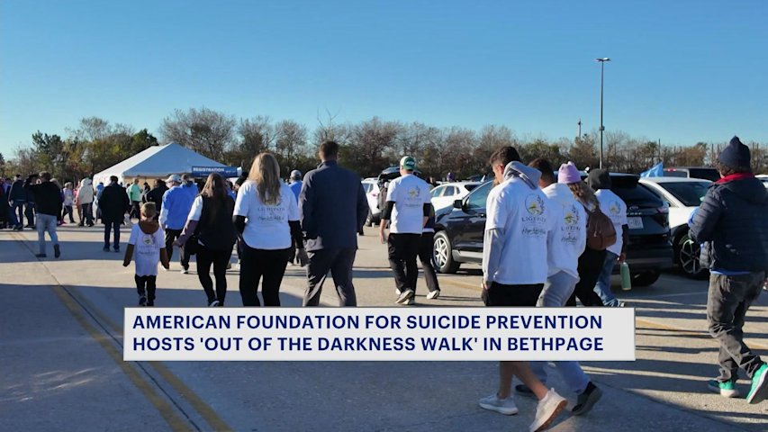 Video thumbnail for Thousands gather at Jones Beach for Out of the Darkness Walk for suicide prevention